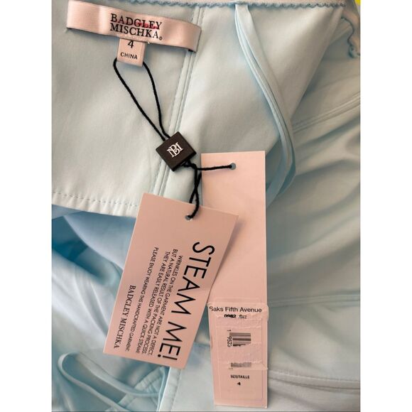 Badgley Mischka Womens Strapless Bow Embellished Midi Dress Azure Size 4 - Picture 9 of 10